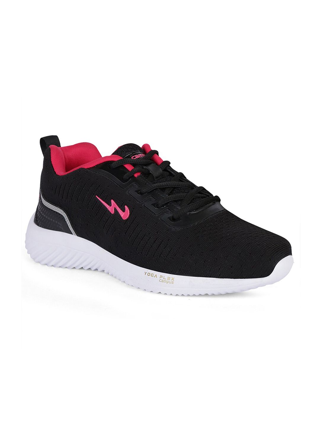 Campus Women Black & Magenta Mesh Running Shoes Price in India