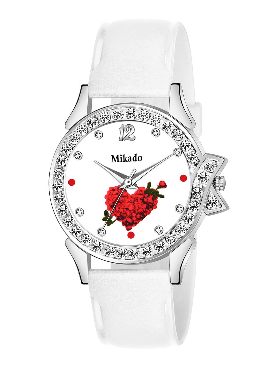 Mikado Women White Brass Embellished Dial & White Leather Straps Analogue Watch DD 4118 Price in India