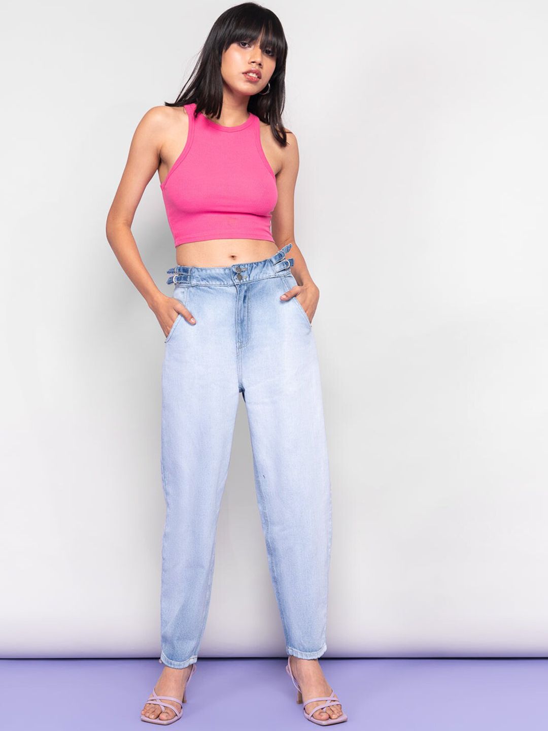 FREAKINS Women Stunning Blue Relaxed Fit Cropped Jeans Price in India