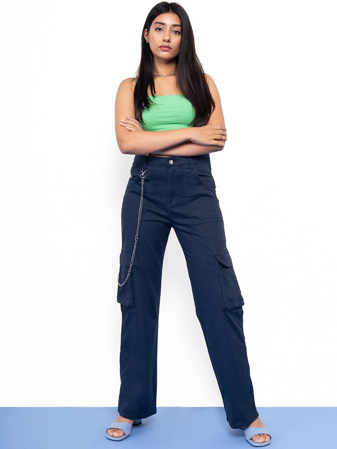 FREAKINS Women Blue High-Rise Cotton Straight Fit Jeans Price in India