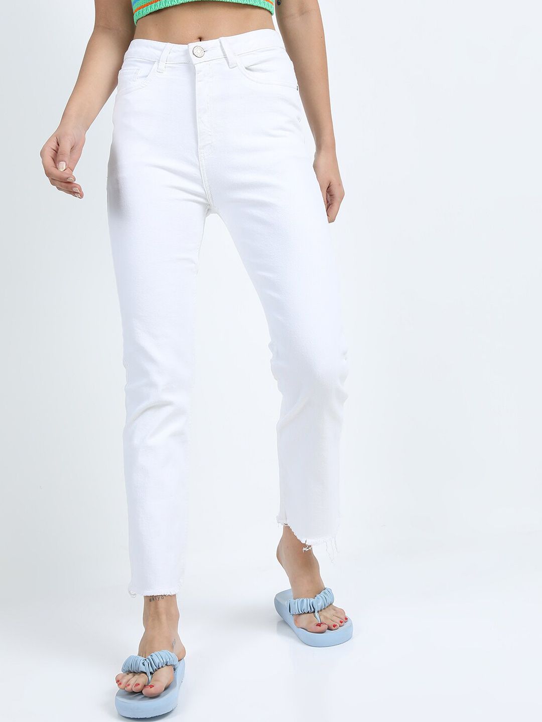 Tokyo Talkies Women White Straight Fit Jeans Price in India