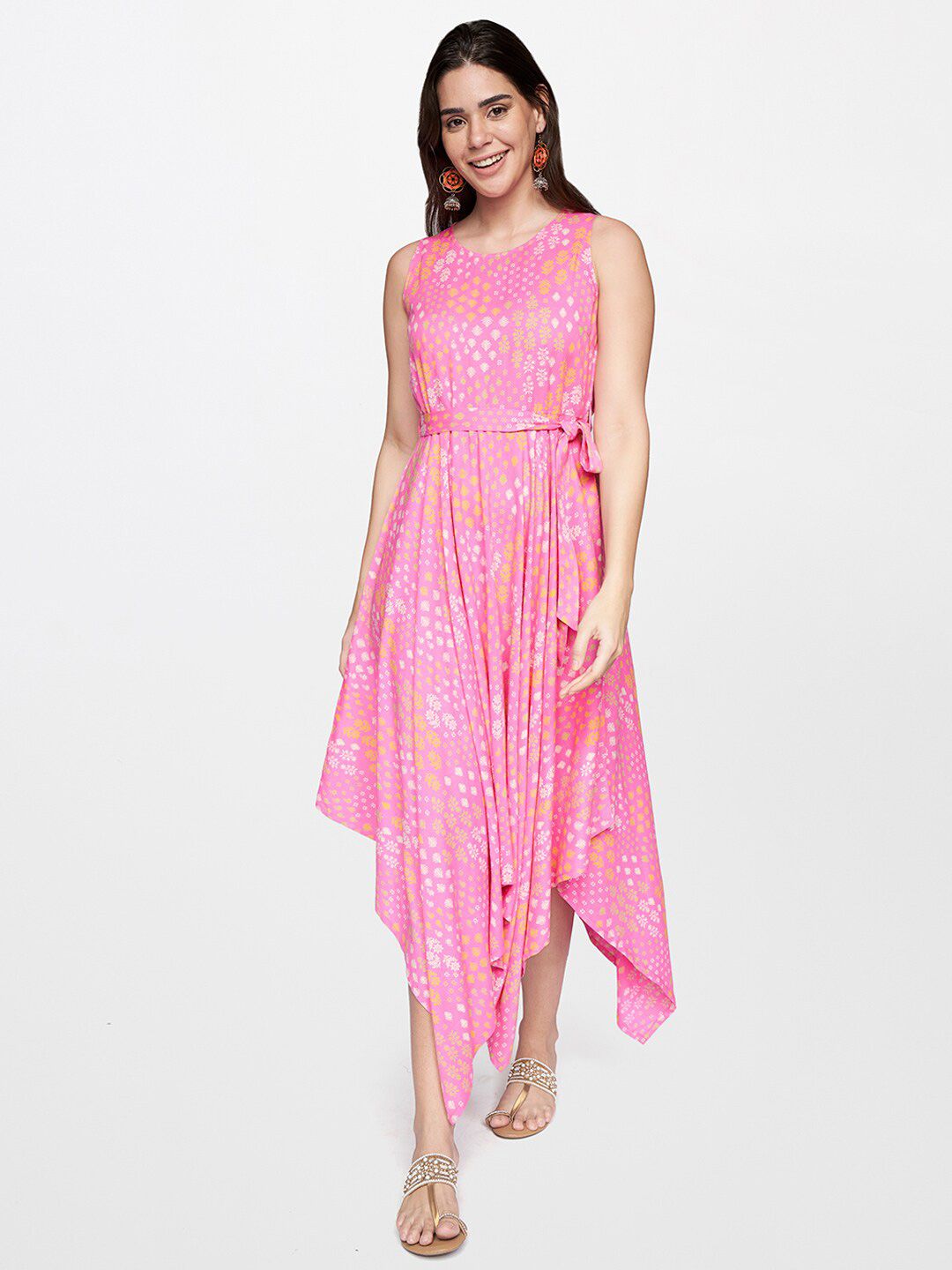 itse Pink & White Floral Midi Dress Price in India