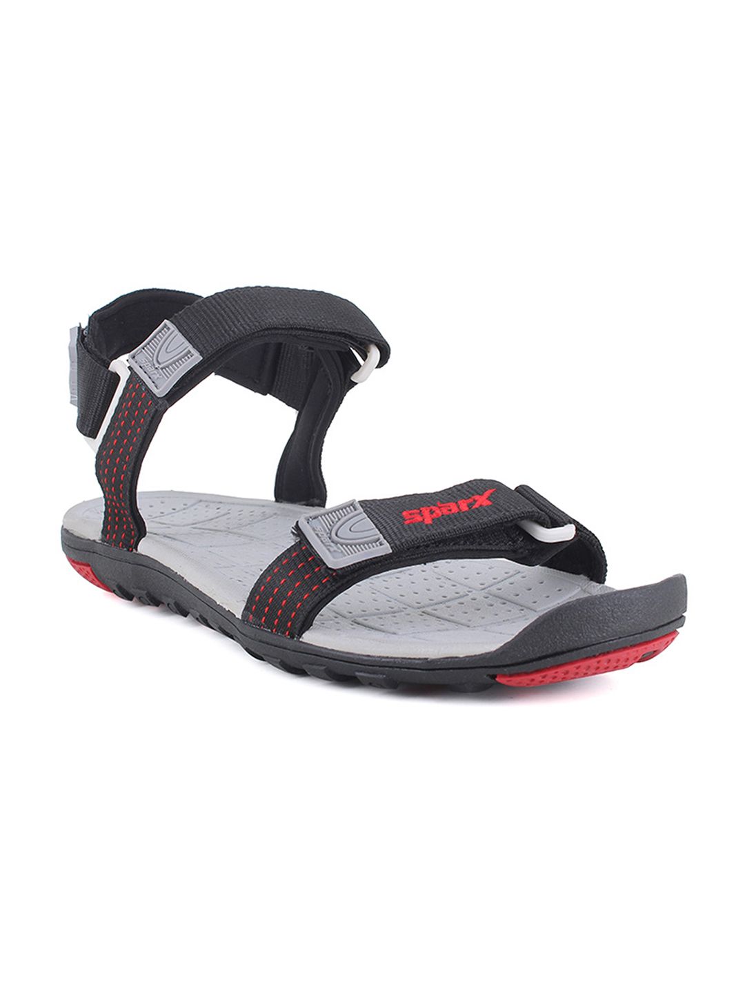 Sparx Men Black & Red Woven Design Floater Sports Sandals