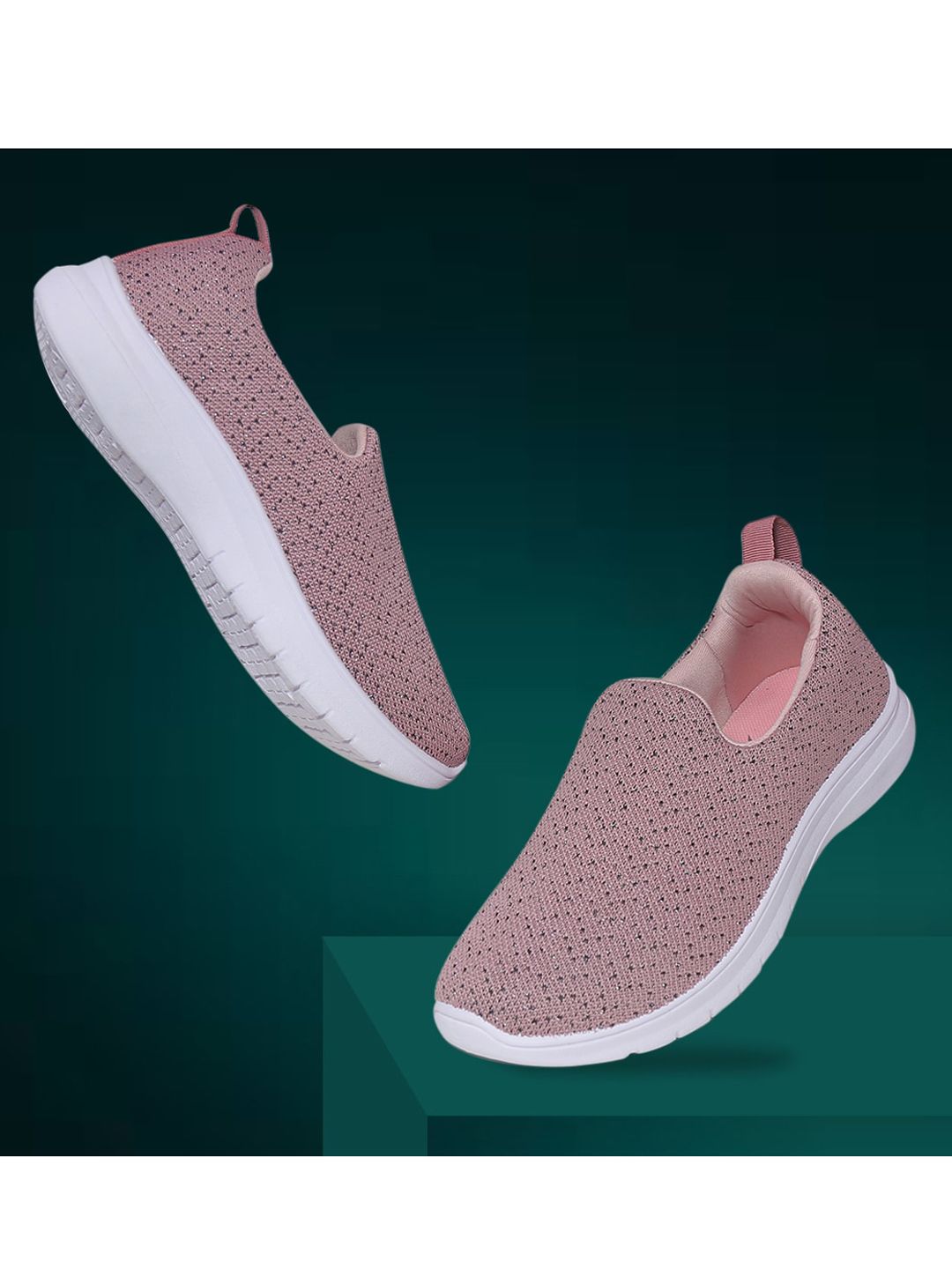 ASIAN Women Mauve Woven Design Slip-On Sneakers Price in India