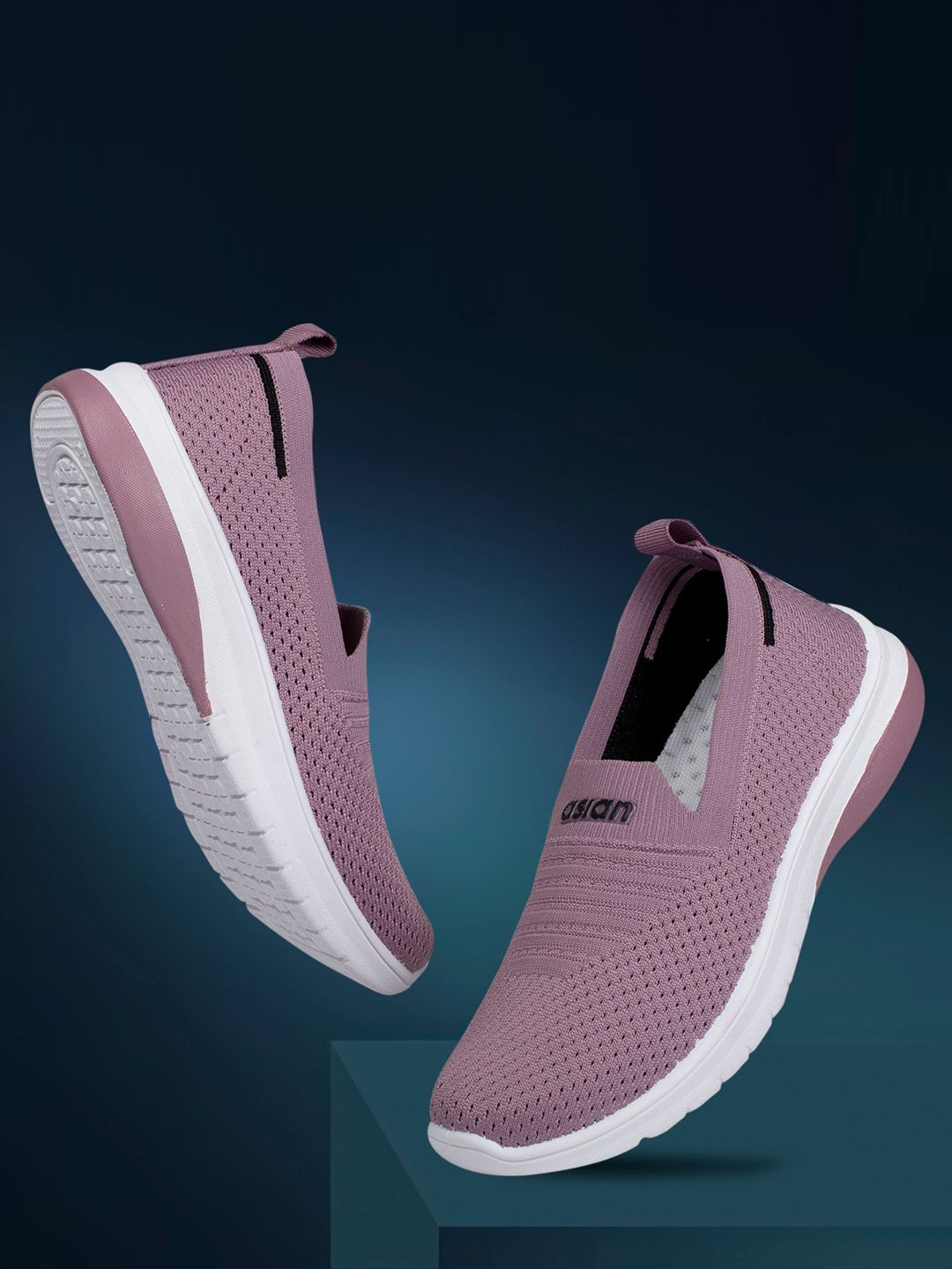 ASIAN Women Mauve Woven Design Slip-On Sneakers Price in India