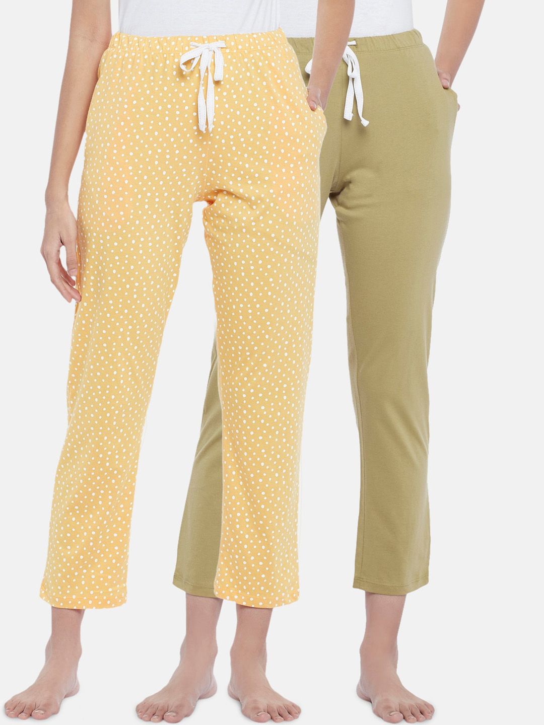 Dreamz by Pantaloons Women Pack Of 2 Solid Cotton Lounge Pants Price in India