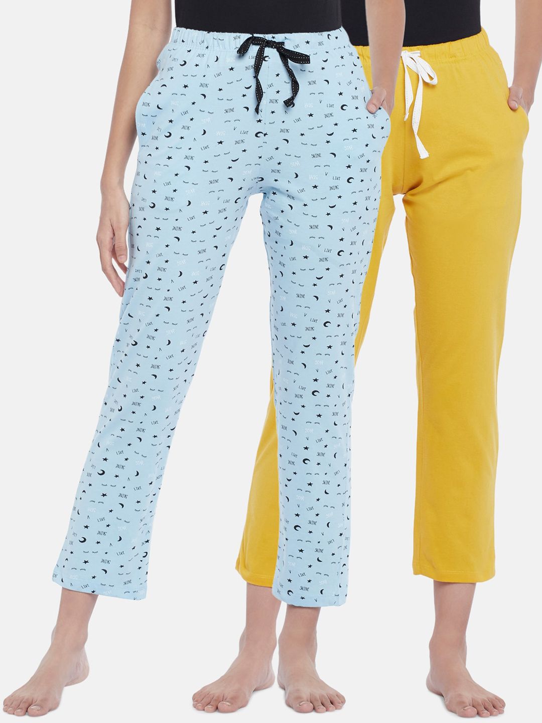 Dreamz by Pantaloons Women Pack Of 2 Printed Cotton Lounge Pants Price in India