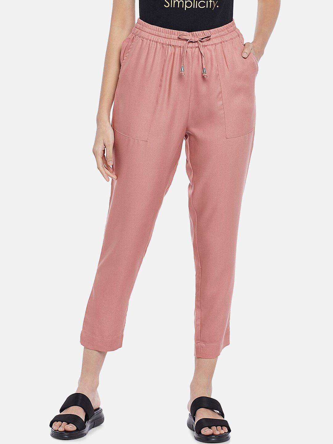 Honey by Pantaloons Women Rose Pink Trousers Price in India