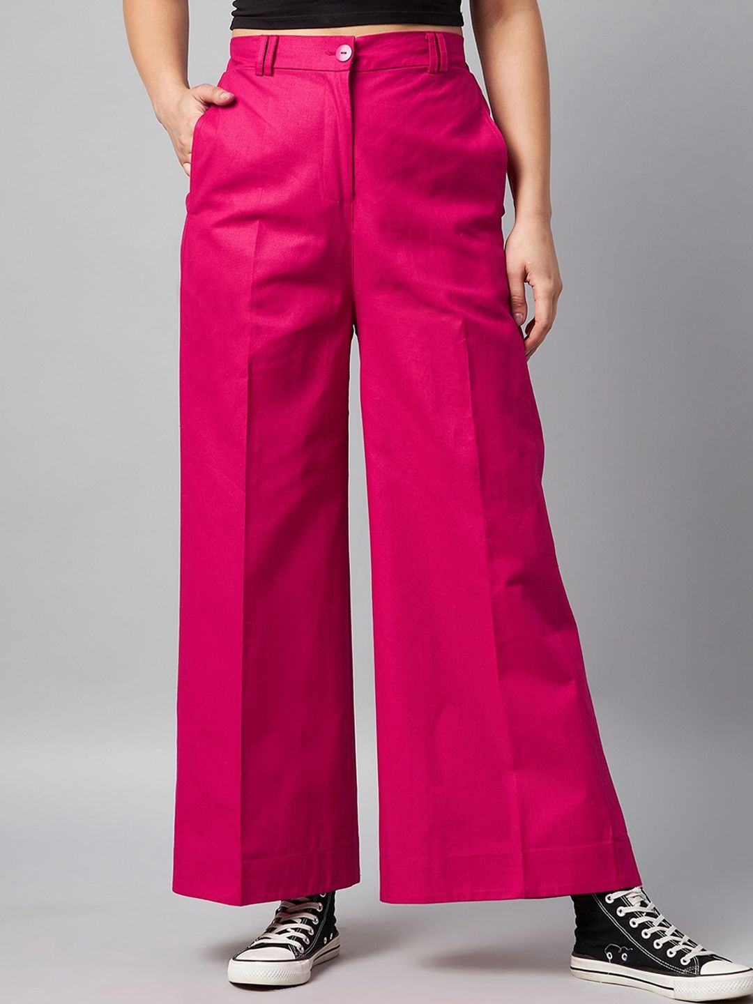 Orchid Blues Women Pink High-Rise Trousers Price in India