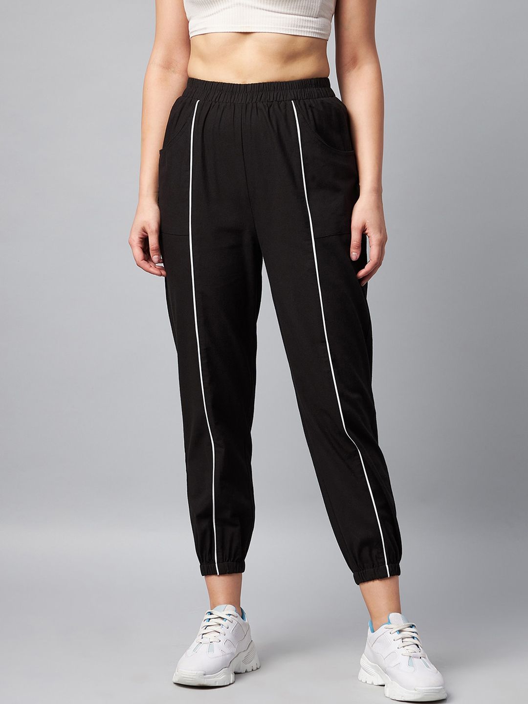 Orchid Blues Women Black Relaxed High-Rise Joggers Price in India