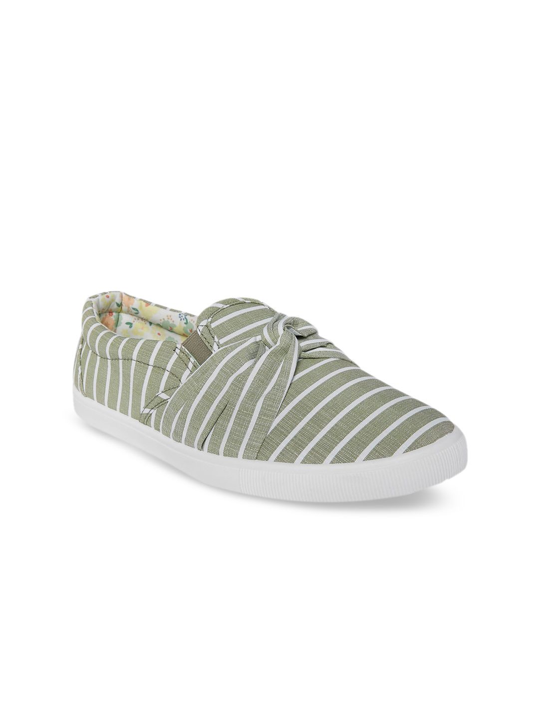Forever Glam by Pantaloons Women Green Striped Slip-On Sneakers Price in India