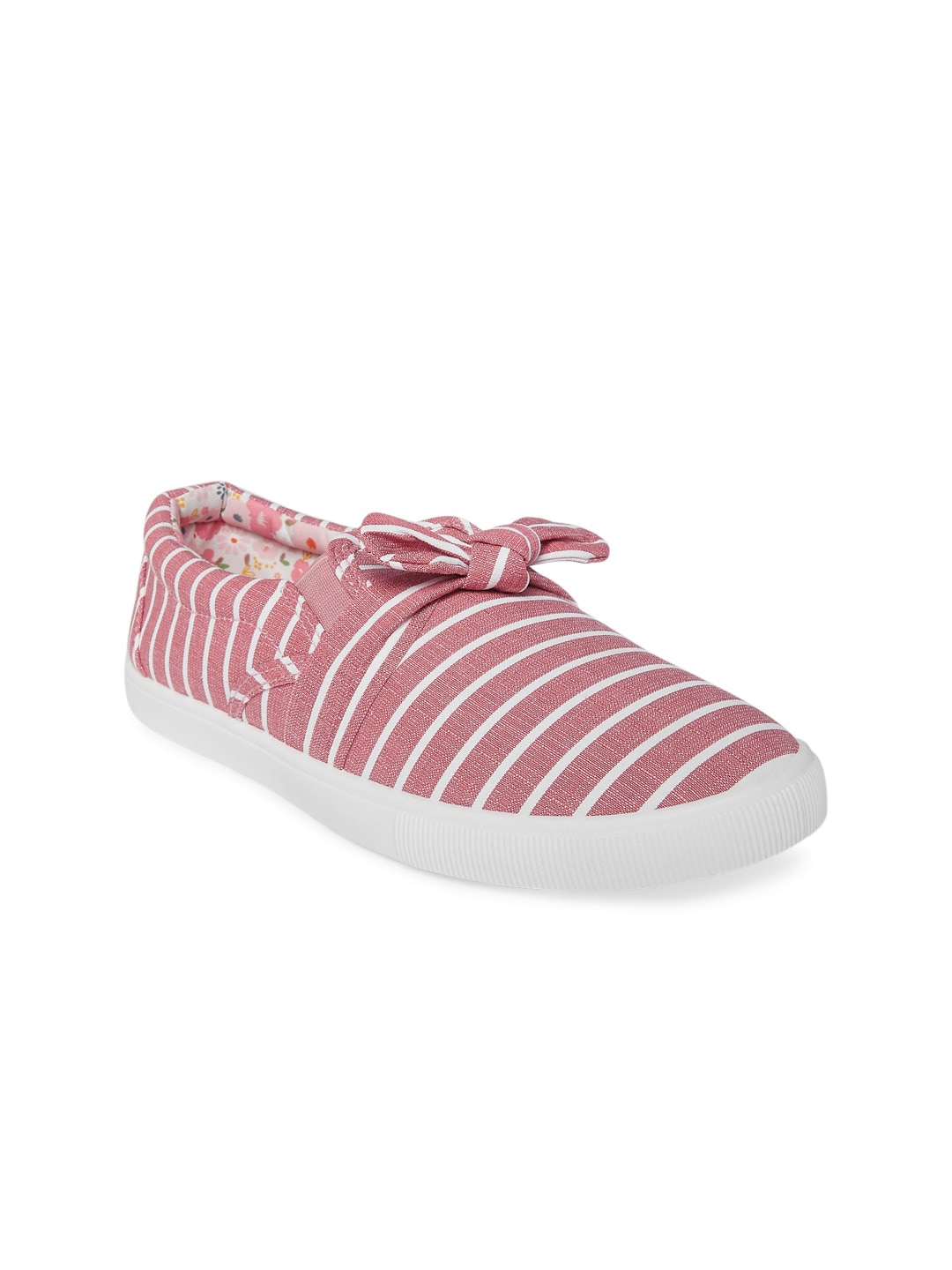 Forever Glam by Pantaloons Women Pink & White Striped Slip-On Sneakers Price in India