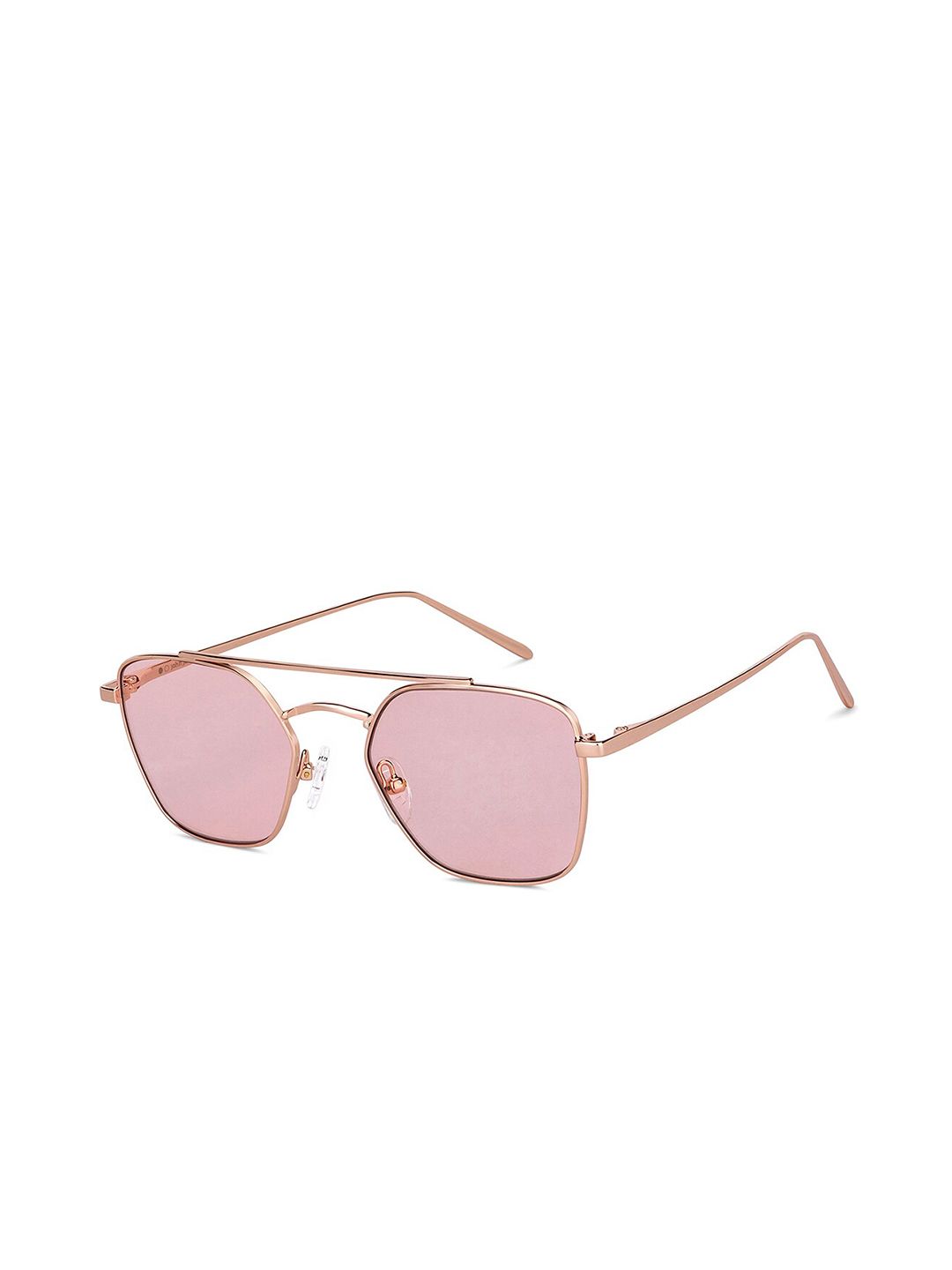 John Jacobs Pink Lens & Gold-Toned Square Sunglasses with UV Protected Lens 148399