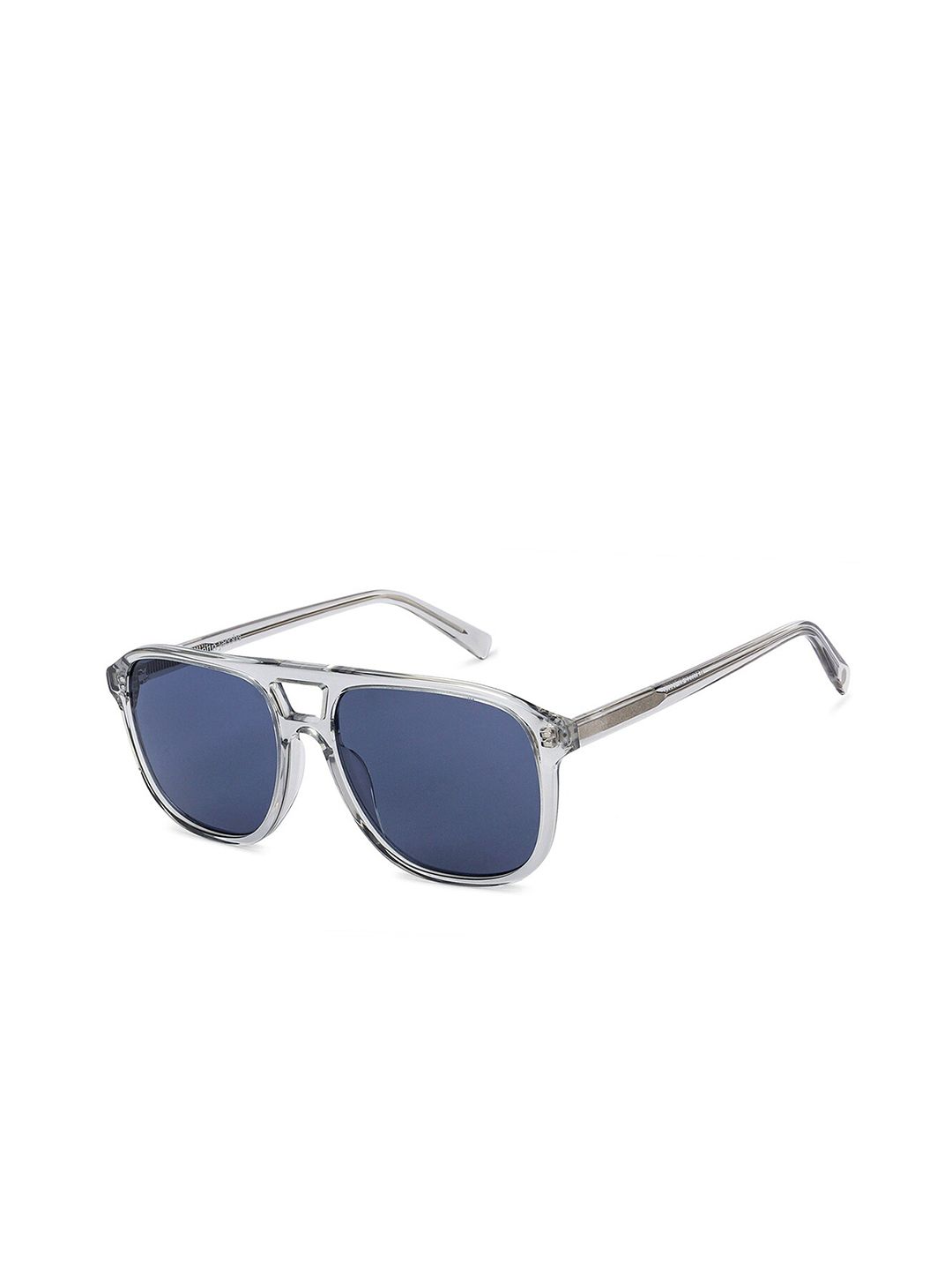 John Jacobs Unisex Blue Lens & Steel-Toned Square Sunglasses with UV Protected Lens