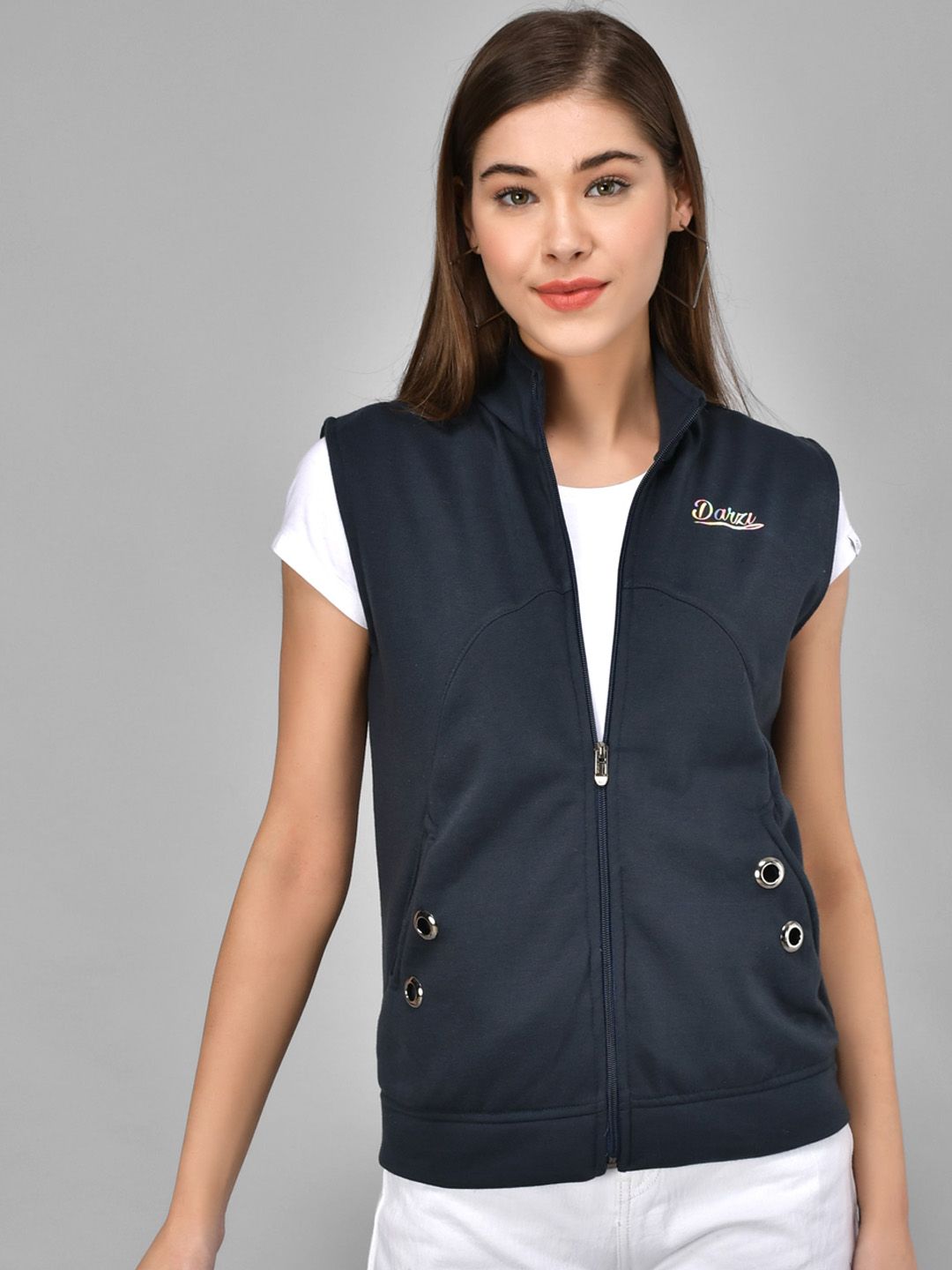 Darzi Women Blue Open Front Jacket Price in India