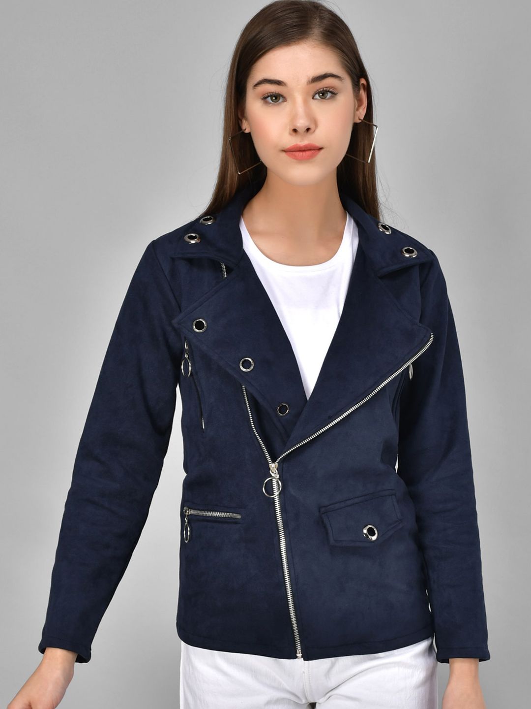 Darzi Women Navy Blue Tailored Jacket Price in India