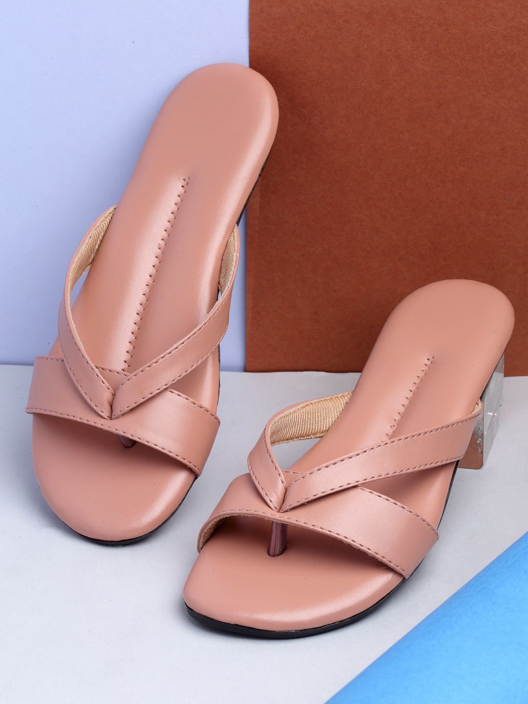 DEAS Women Peach-Coloured Solid Synthetic Open Toe Flats with Bows Price in India