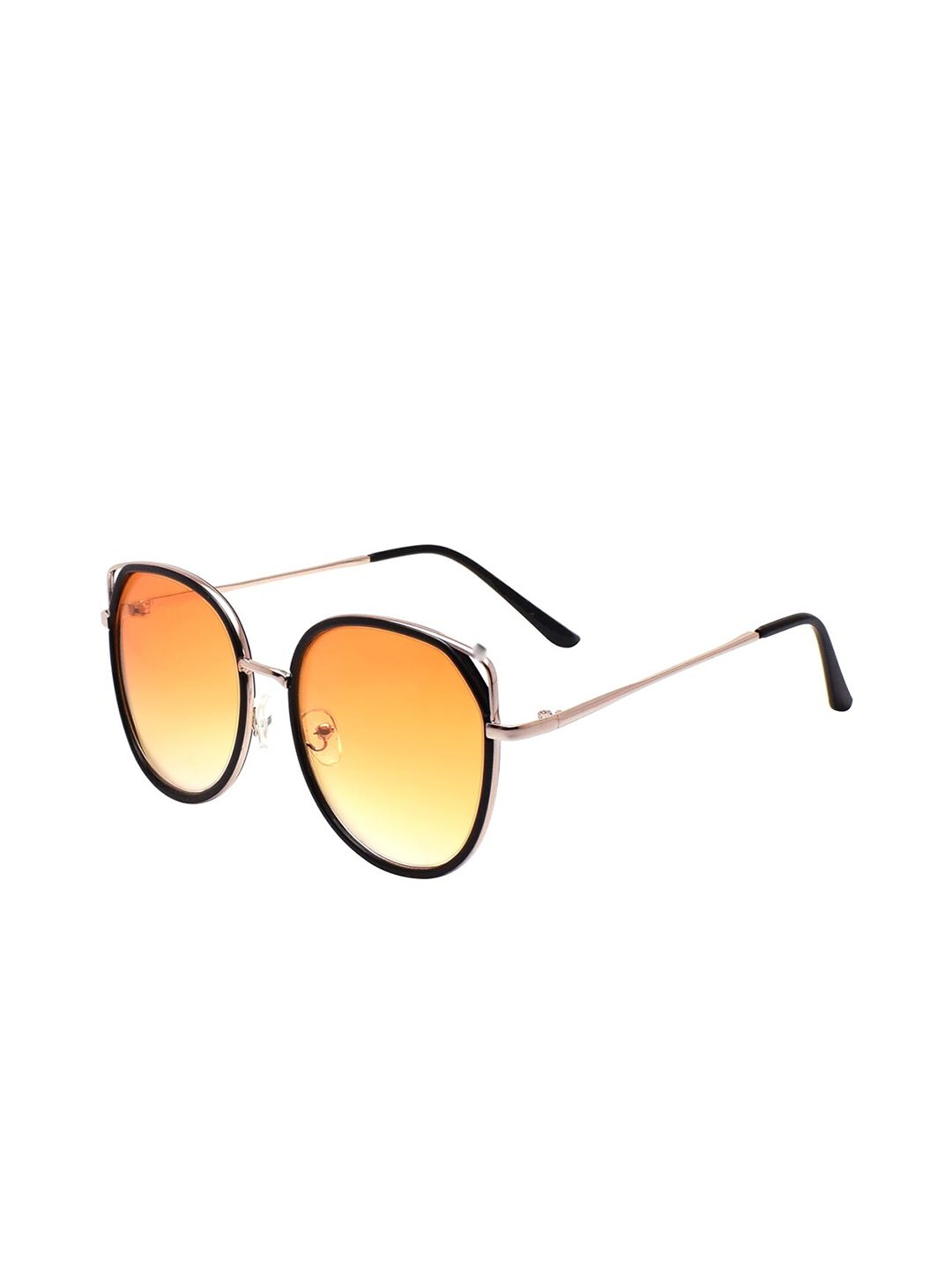 Peter Jones Eyewear Orange Lens & Black Round Sunglasses with UV Protected Lens RD012OG Price in India