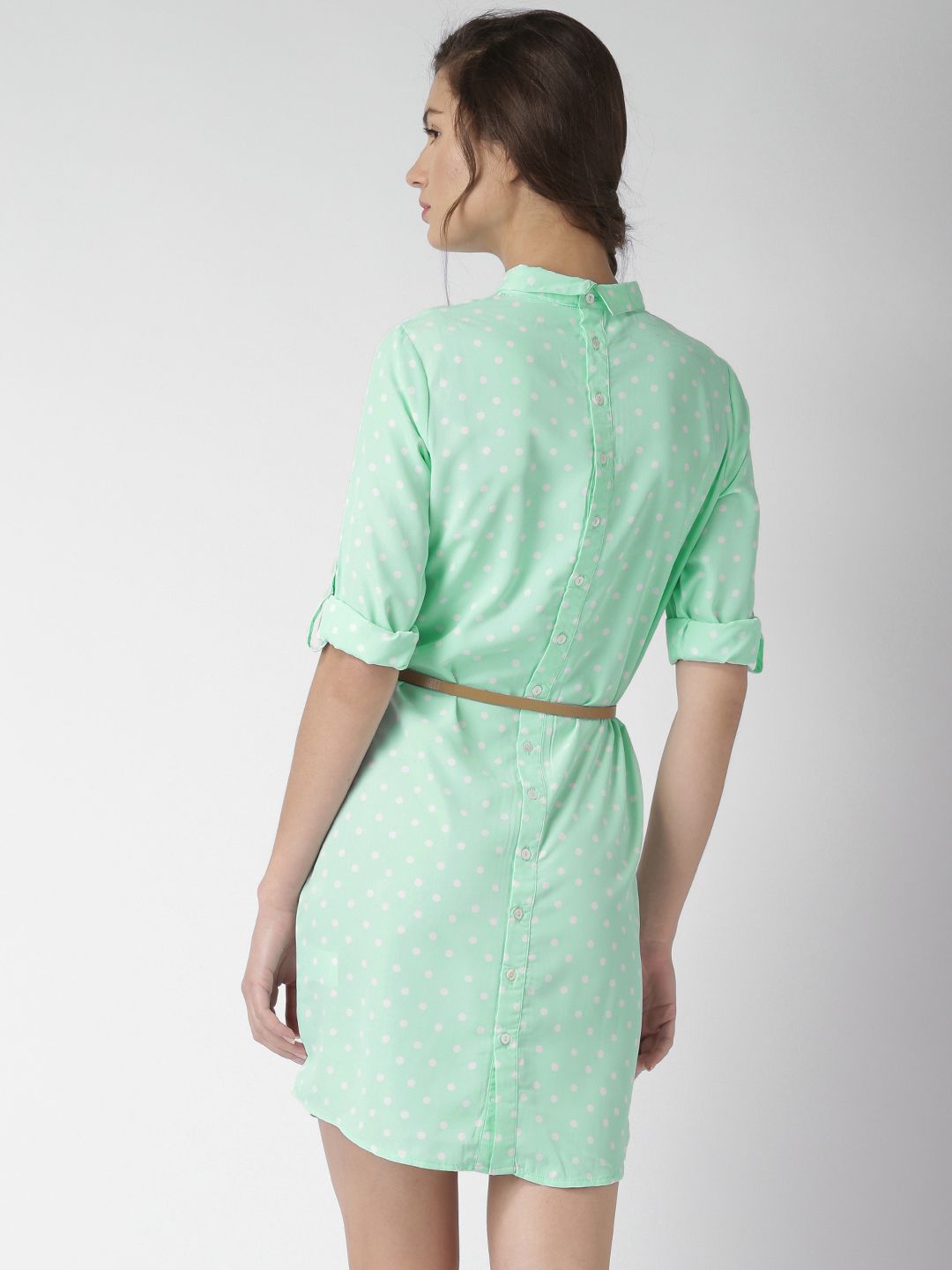 green emerald velvet dress Marcia Jersey Shirt Dress-Hunter Green, Painted Dot
