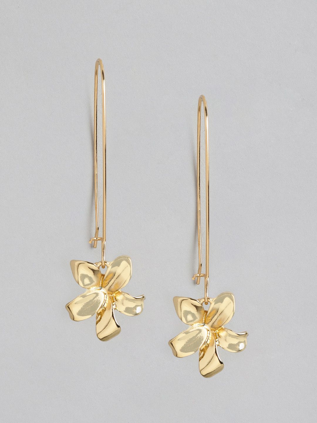 20Dresses Gold-Toned Floral Drop Earrings Price in India