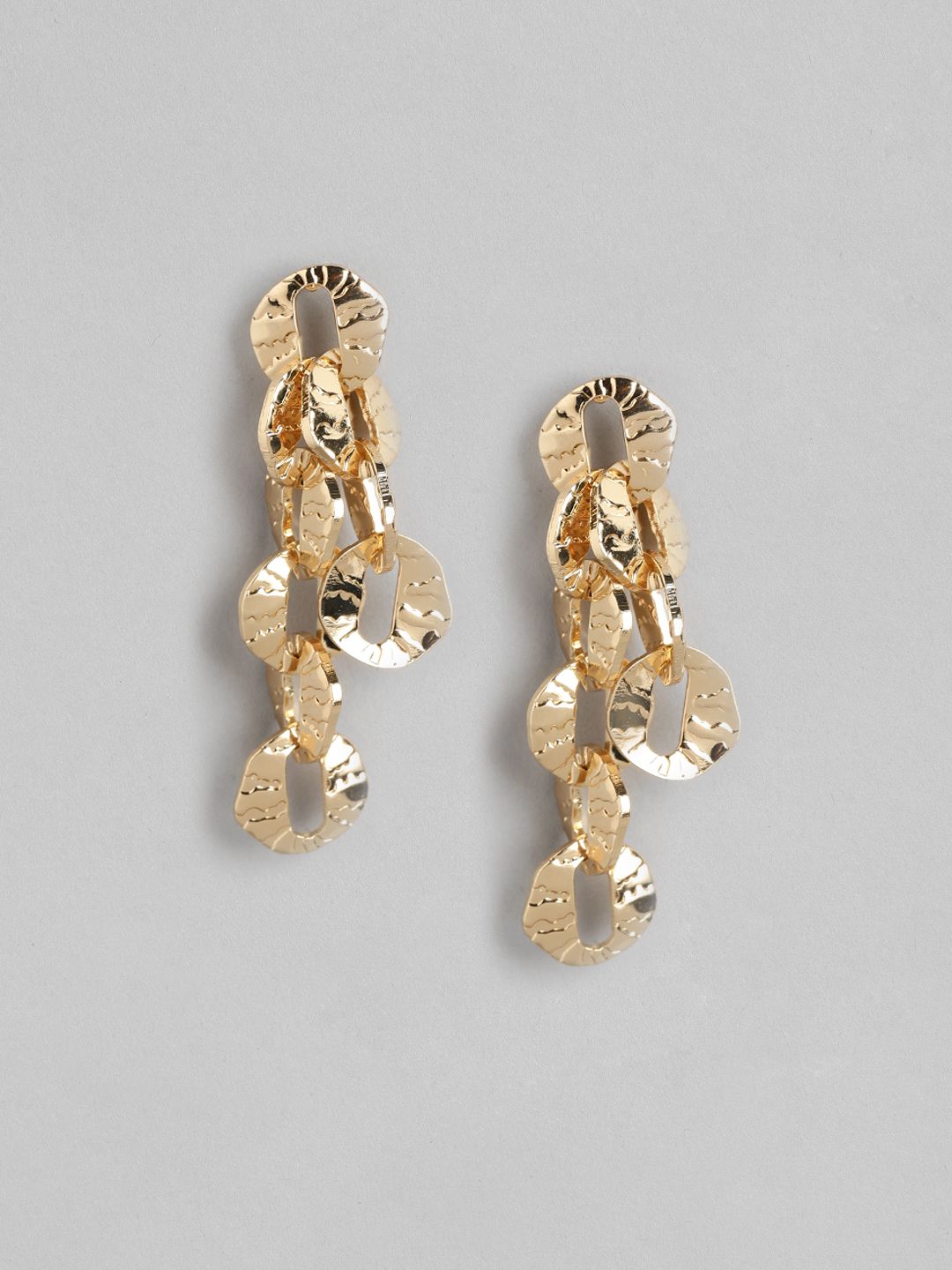 20Dresses Gold-Toned Geometric Drop Earrings Price in India