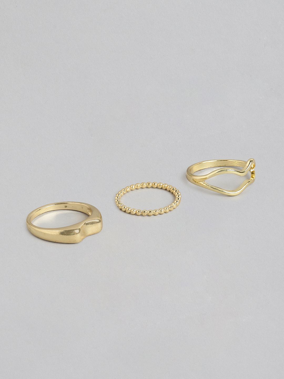 20Dresses Women Set of 3 Gold-Toned Rings Price in India