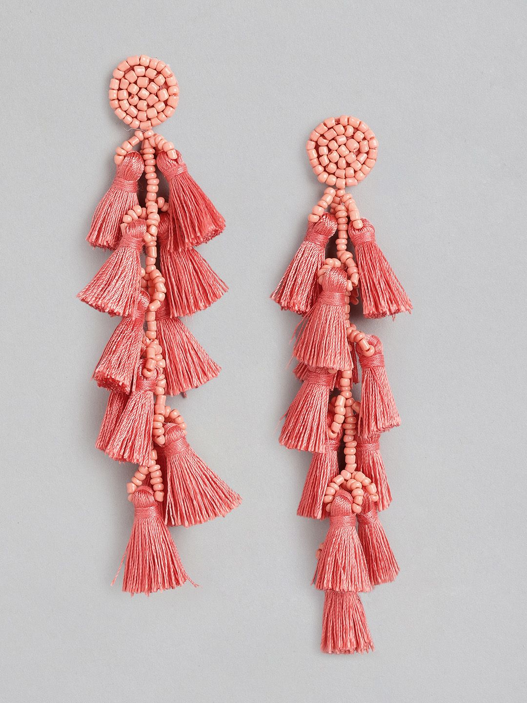 20Dresses Pink Tassel Drop Earrings Price in India