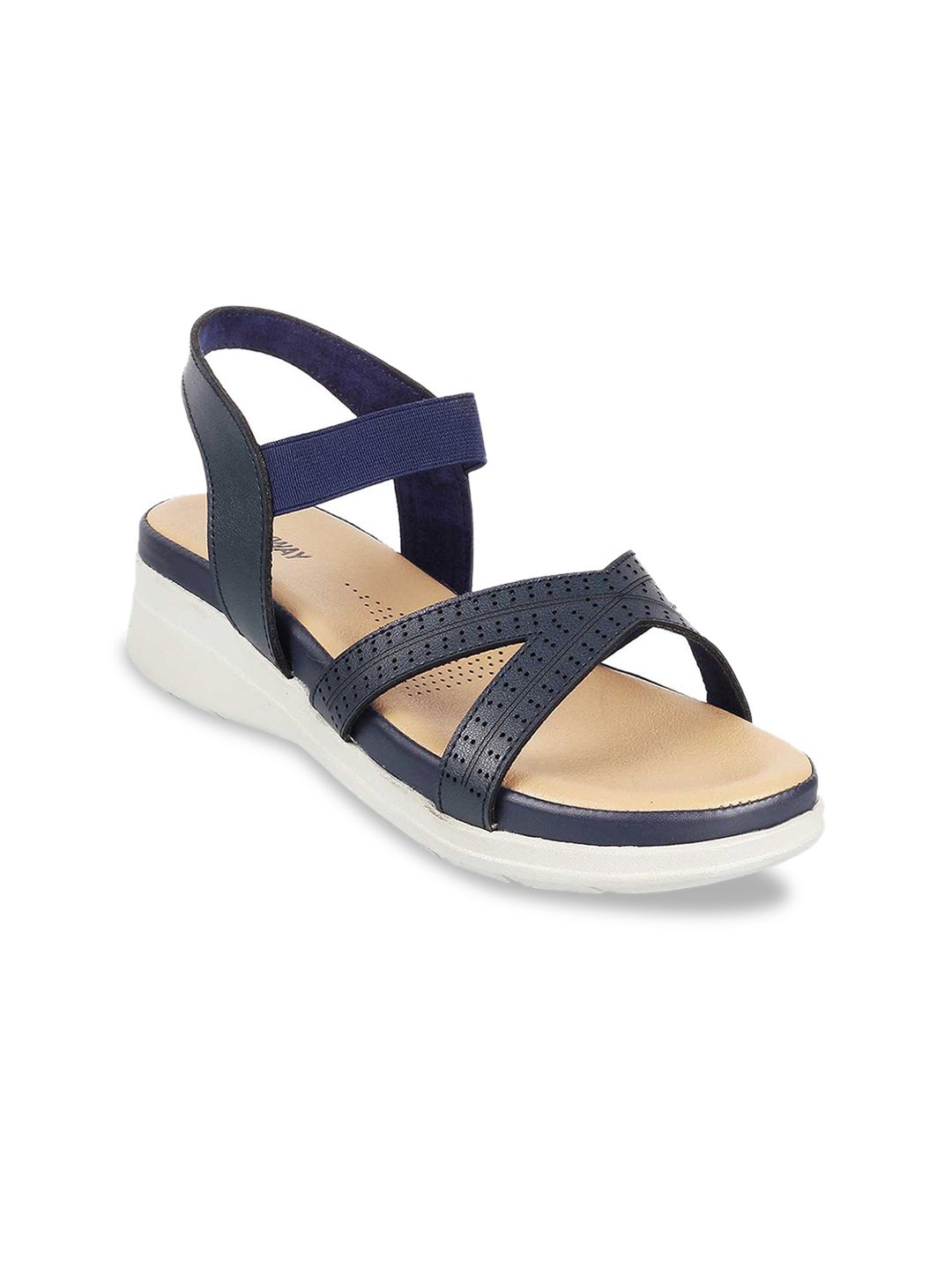 WALKWAY by Metro Navy Blue Textured Flatform Heels Price in India