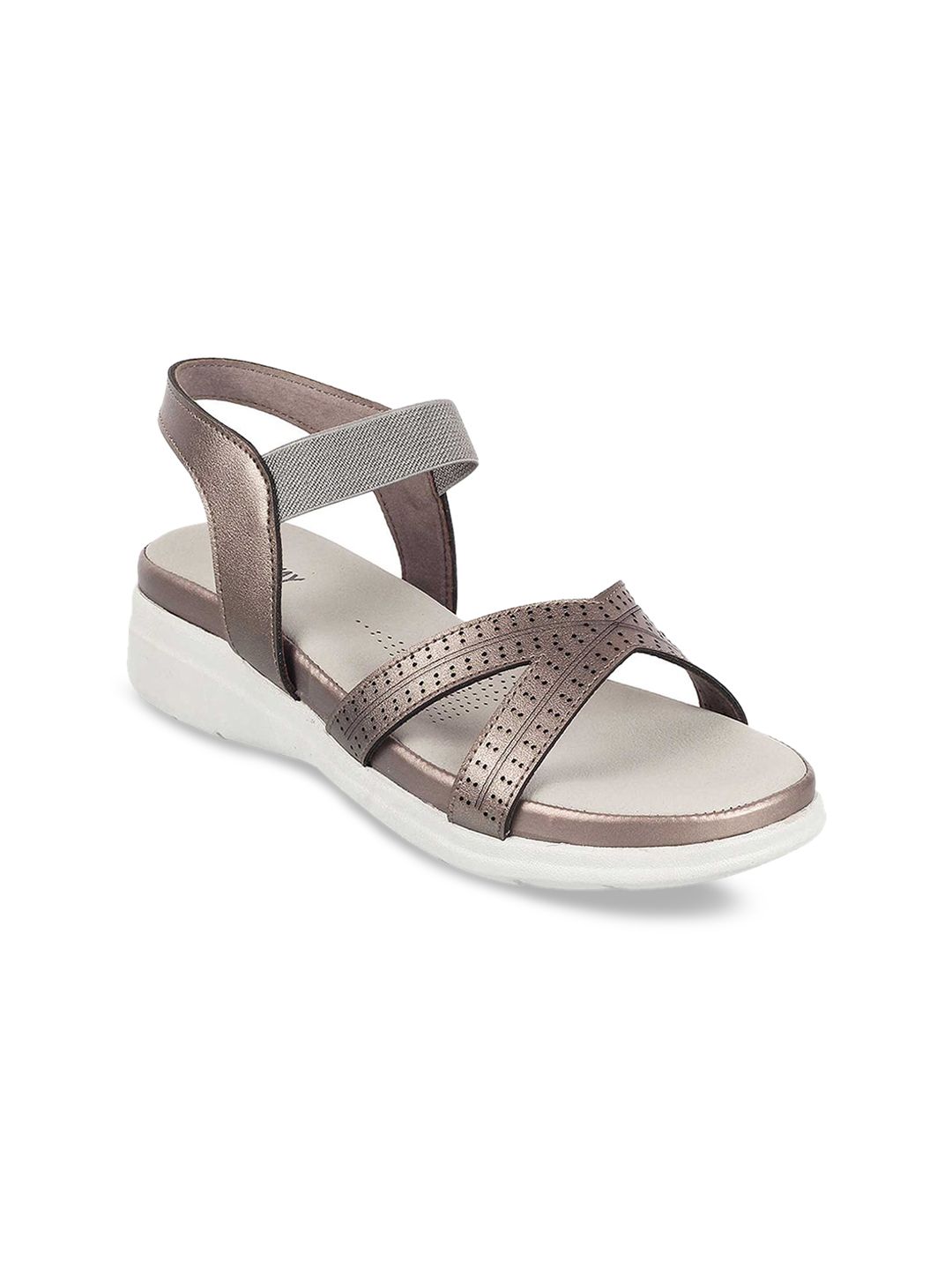 WALKWAY by Metro Grey Textured Platform Sandals Price in India