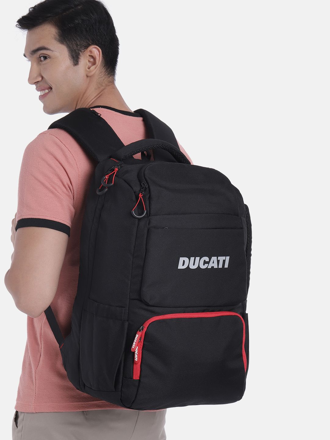 Buy Ducati Unisex Black Backpack with USB Charging Port