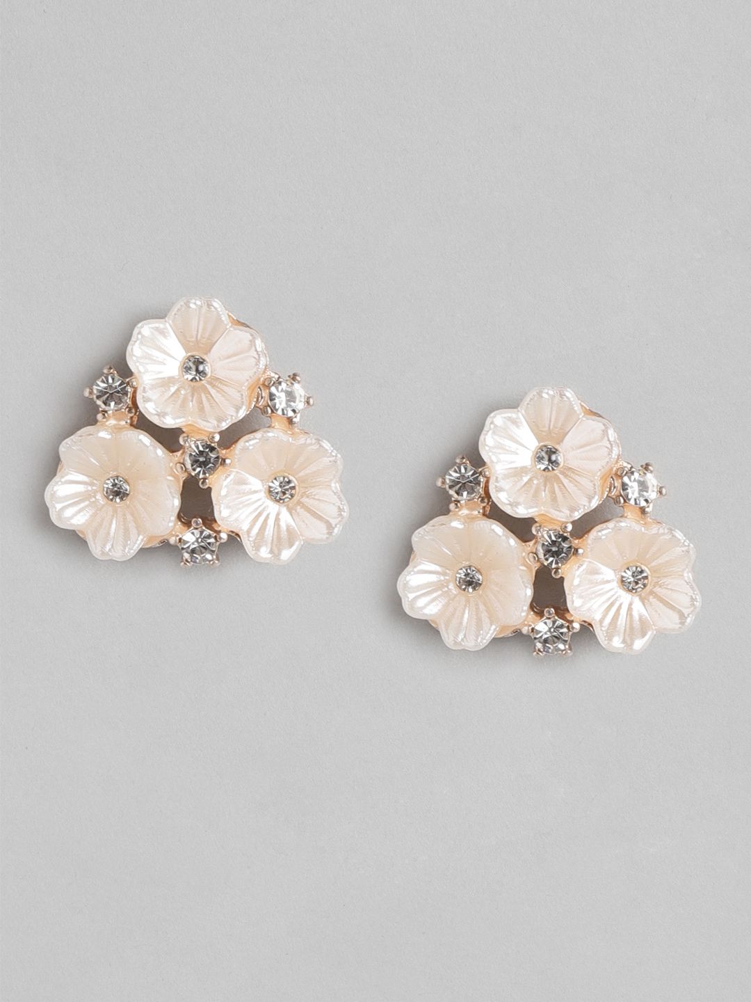 Forever New Cream-Coloured Floral Studs Earrings Price in India