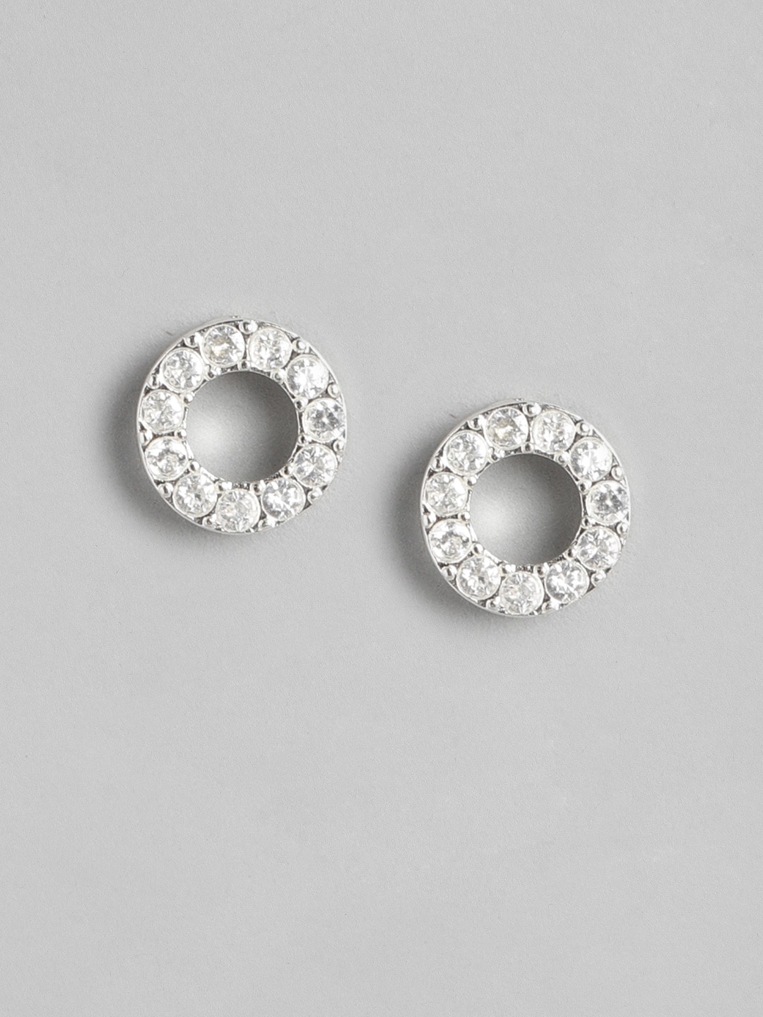 Forever New Silver-Toned Circular Studs Earrings Price in India