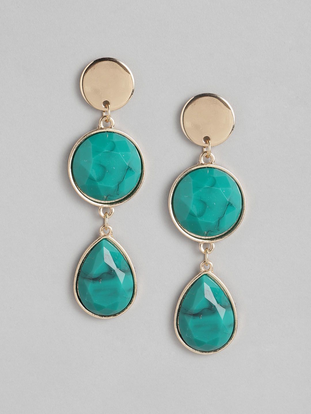 Forever New Green Teardrop Shaped Drop Earrings Price in India