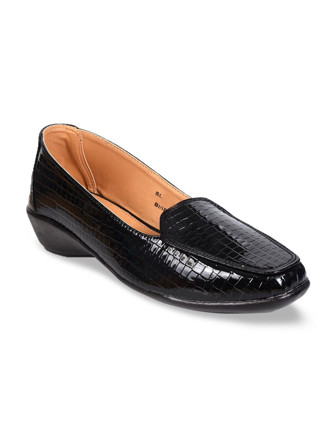 Ajanta Women Black Textured Loafers Price in India