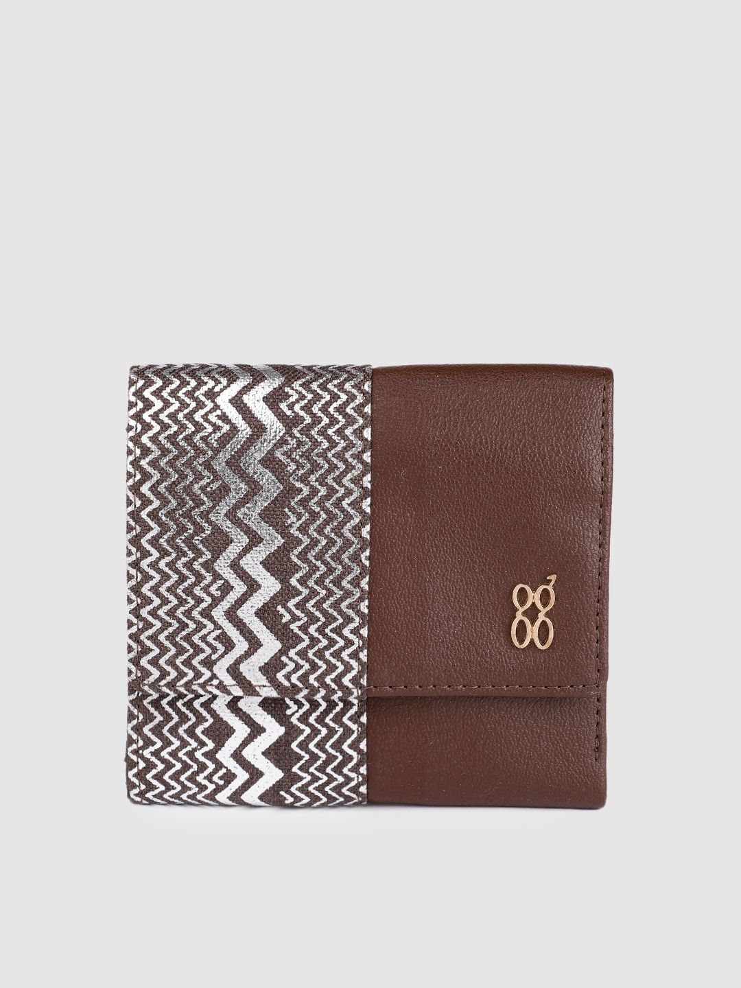 Baggit Women Brown Abstract Three Fold Wallet Price in India