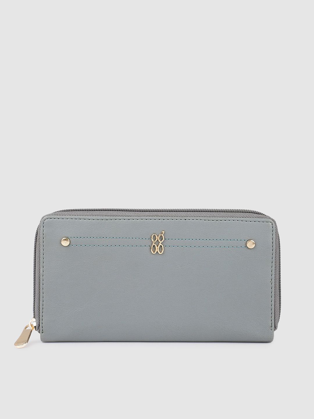 Baggit Women Grey Solid Zip Around Wallet Price in India