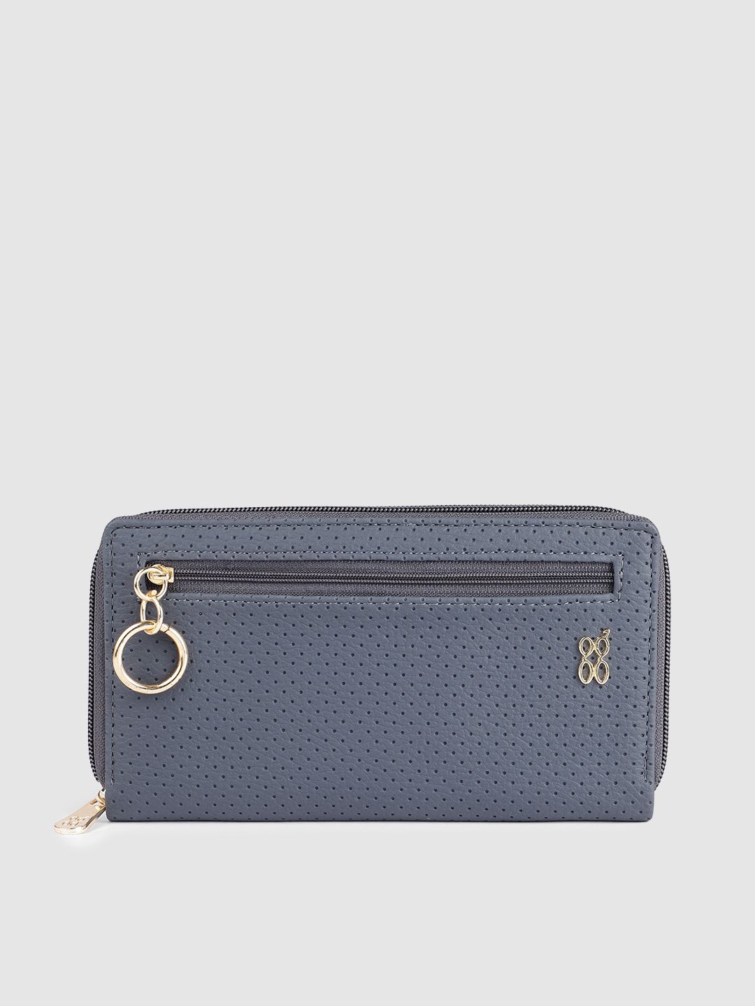 Baggit Women Blue Textured Zip Around Wallet Price in India