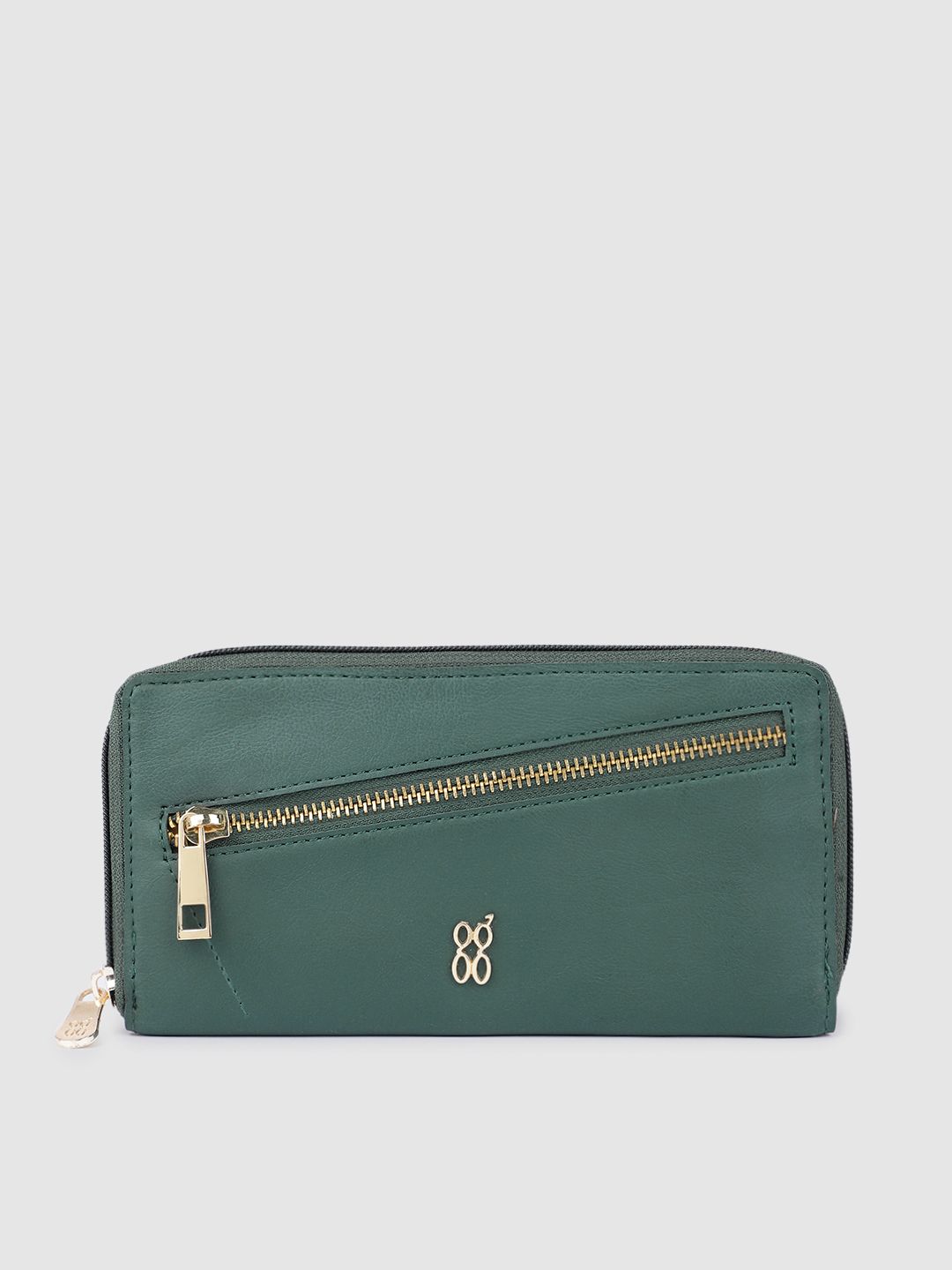 Baggit Women Green Solid Zip Around Wallet Price in India