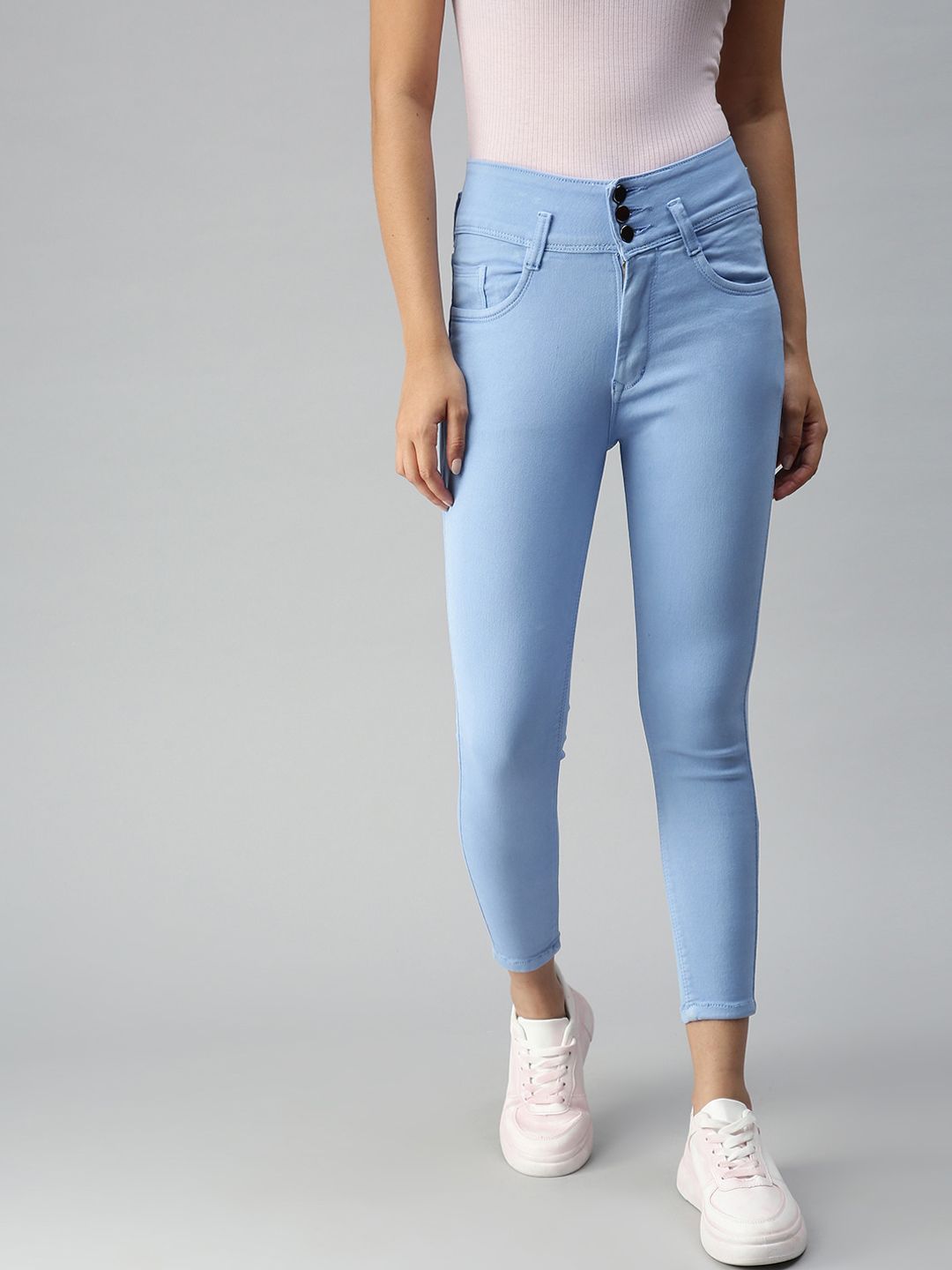 SHOWOFF Women Blue Jean Super Skinny Fit High-Rise Stretchable Jeans Price in India