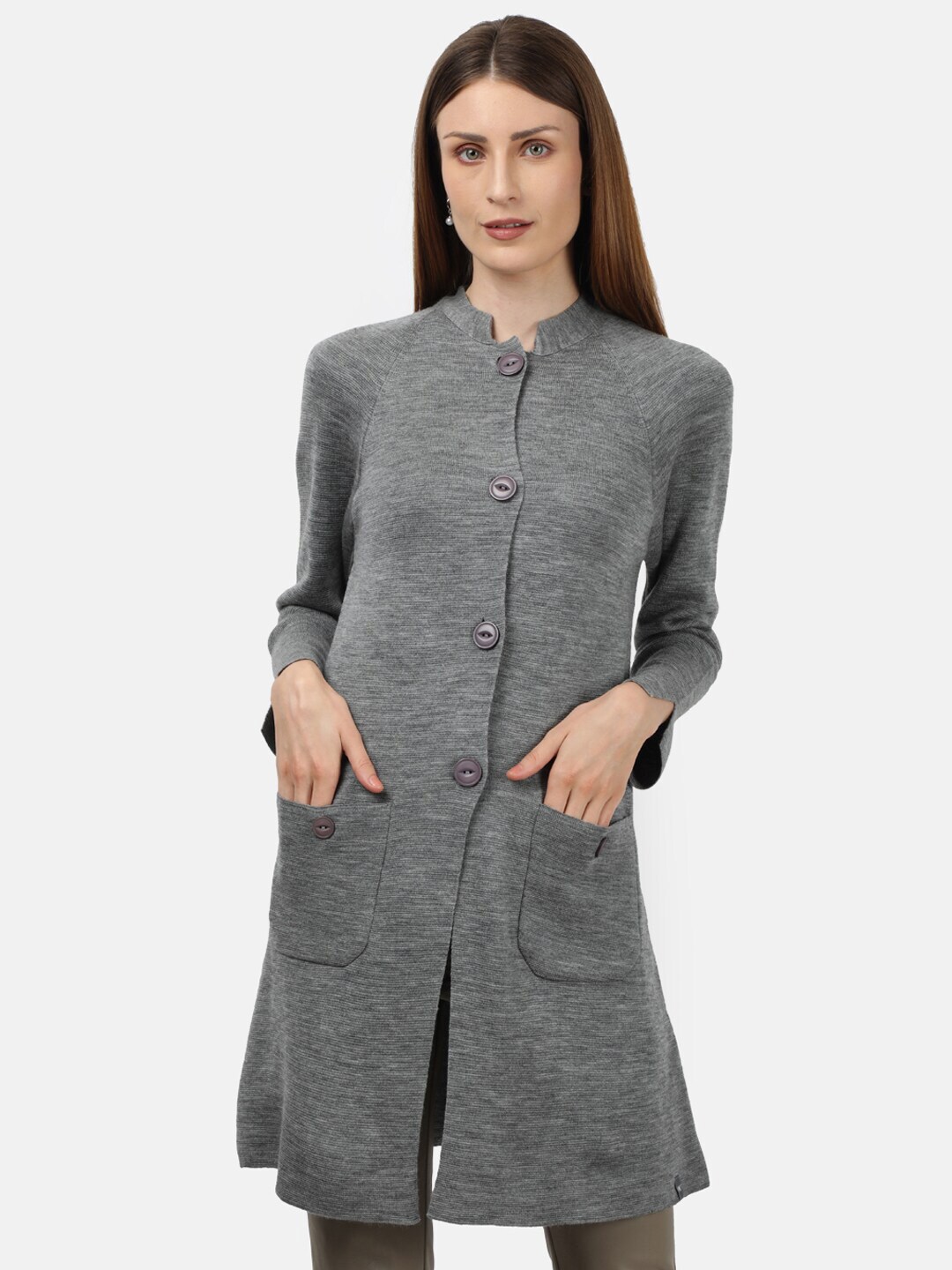 Monte Carlo Women Grey Longline Wool Cardigan Price in India