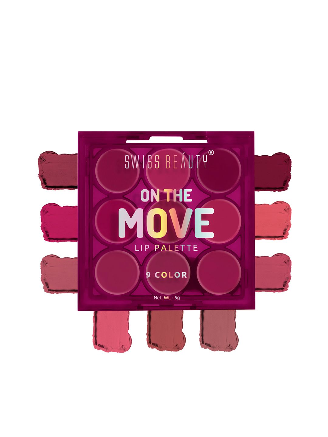 SWISS BEAUTY On the Move 9 Color Lip Palette - Pink & Mauve