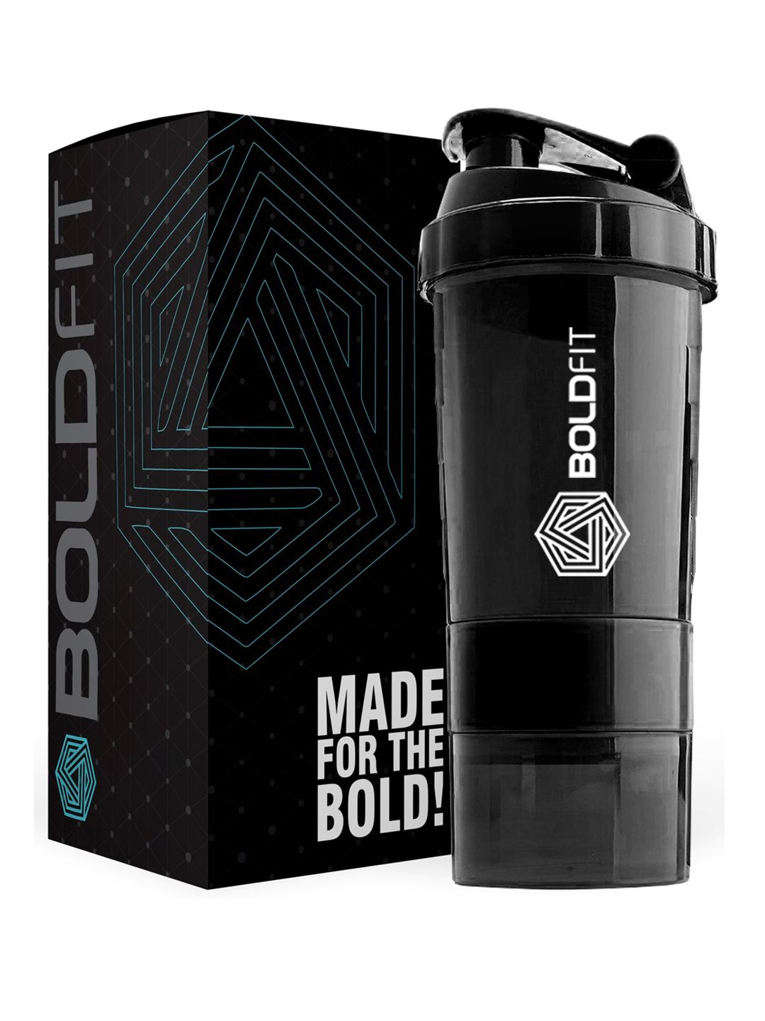 BOLDFIT Black Solid Water Bottle 500 ML Price in India