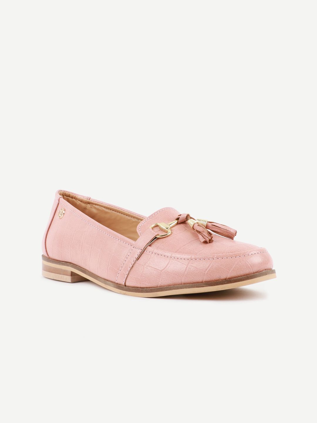 Carlton London Women Pink Textured Loafers Price in India