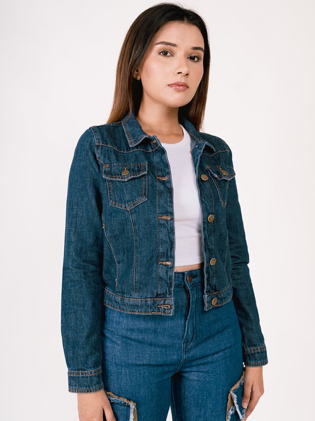 FREAKINS Women Stunning Blue Washed Jacket Price in India