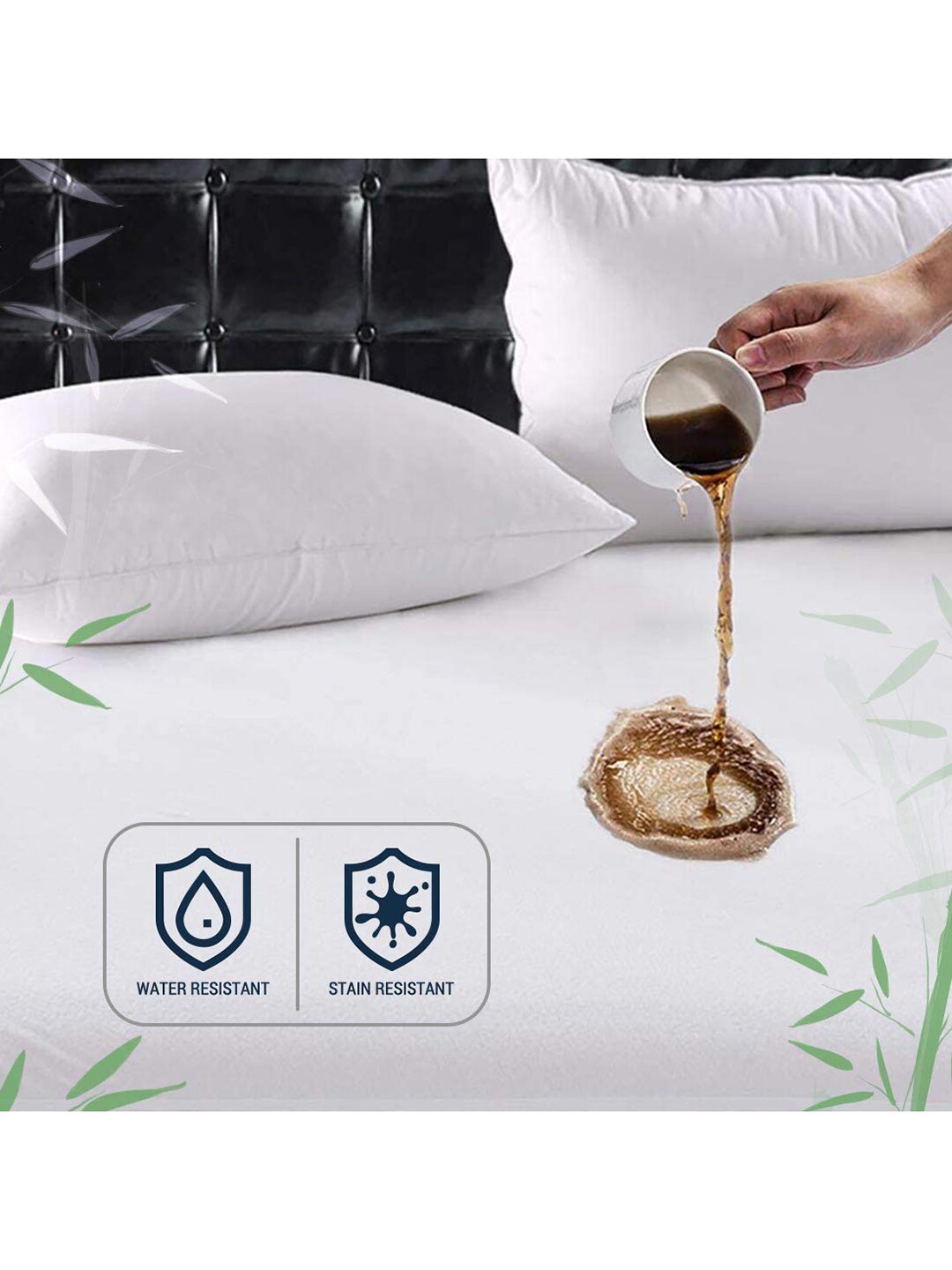 THE SLEEP COMPANY White Solid Pure Organic Bamboo Mattress Protector Price in India