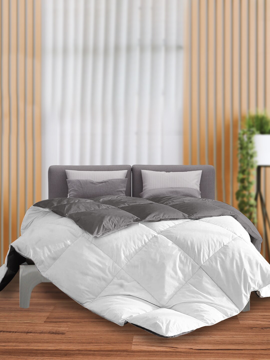THE SLEEP COMPANY Grey & White Microfiber AC Room Single Bed Comforter Price in India