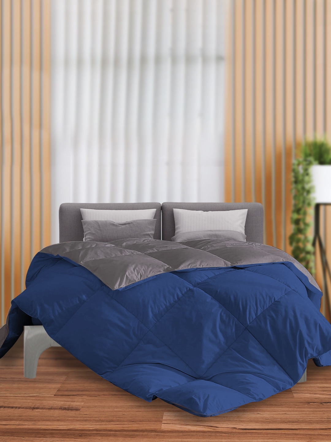 THE SLEEP COMPANY Blue & Grey Microfiber AC Room Double Bed Comforter Price in India