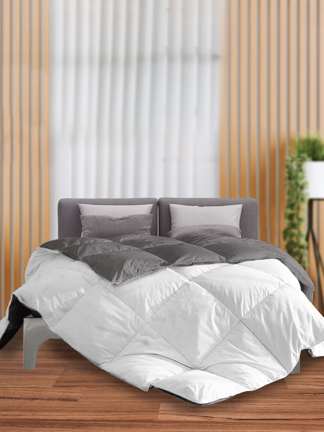 THE SLEEP COMPANY Grey & White Microfiber AC Room Double Bed Comforter Price in India