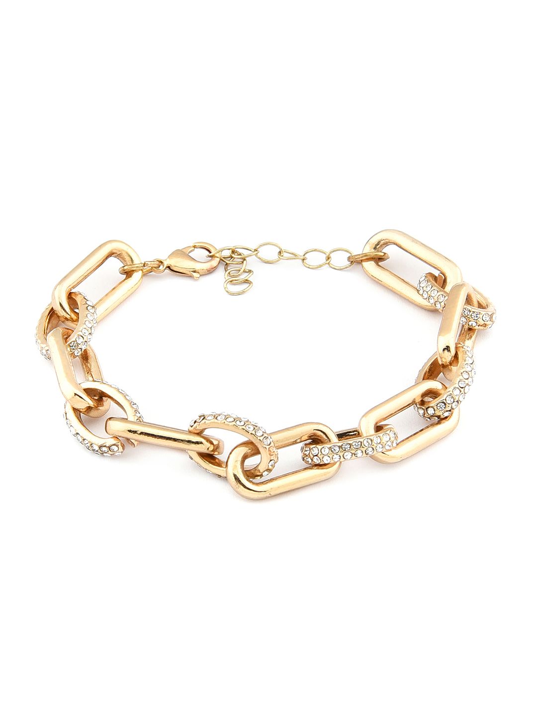 Lilly & sparkle Women Gold-Toned & White Crystals Gold-Plated Link Bracelet Price in India