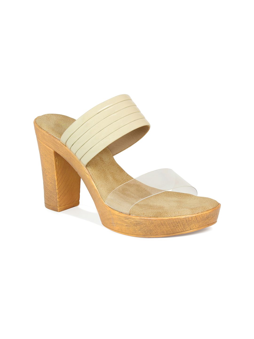 DESIGN CREW Women Beige Solid Platform Heels Price in India